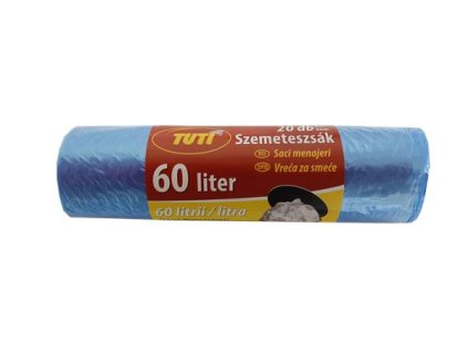 Vrecia na odpadky, 60 l, 20 ks, 55x65 cm, 9 µ, TUTI, modrá