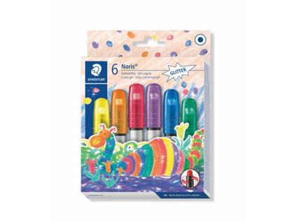 Voskovky, gélové, STAEDTLER "Noris 2390", 6 trblietavých farieb