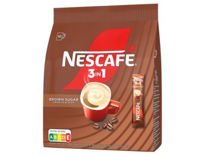 Instantná káva stick, 10x16,5 g, NESCAFÉ "3in1", s hnedým cukrom