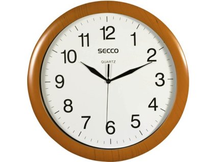 Nástenné hodiny, 33 cm, SECCO "Sweep Second", rám s dreveným efektom