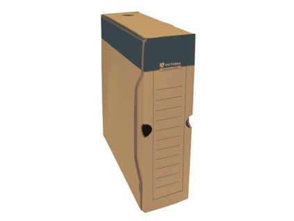 Archívny box, A4, 80 mm, kartón, VICTORIA OFFICE, prírodný