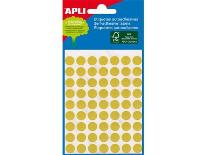 Etikety, 8 mm okrúhle, ručne popisovateľlné, APLI, žlté, 288 etikiet/bal