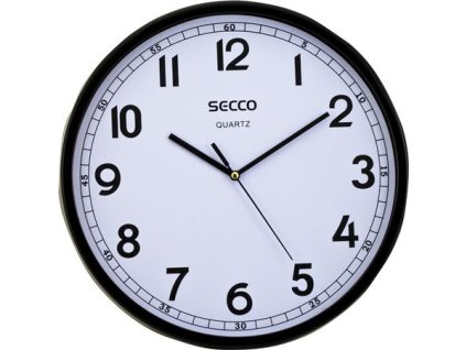 Nástenné hodiny, 29,5 cm, čierny rám, SECCO "Sweep second"
