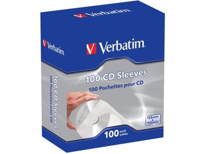 Obálky na CD/DVD, papierové, s okienkom a samolepiacim uškom, VERBATIM, biela