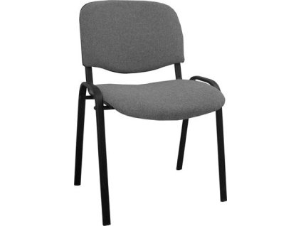 Konferenčná stolička, čalúnená, čierna kovová konštrukcia, "Felicia", sivá