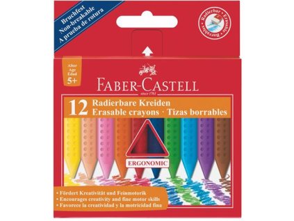 Voskovky, trojhranný tvar, FABER-CASTELL "Grip", 12 rôznych farieb