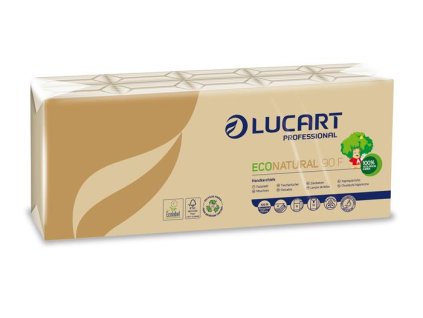 Papierové vreckovky, 4-vrstvové, 10x9 ks, LUCART "EcoNatural", hnedá