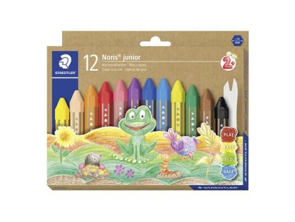 Voskovky, hrubé, šesťhranné, STAEDTLER "Noris Junior 224", 12 rôznych farieb