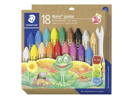 Voskovky, hrubé, šesťhranné, STAEDTLER "Noris Junior 224", 18 rôznych farieb