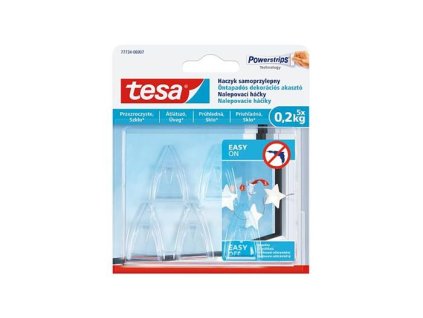 Samolepiaci dekoračný háčik na sklo, TESA "Powerstrips®", priehľadná