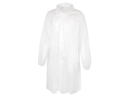 Návštevnícky plášť, jednorazový, polypropylén, suchý zips, veľkosť: L, biely