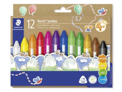 Voskovky, hrubé, trojhranné, STAEDTLER "Noris® jumbo 228 14", 12 rôznych farieb