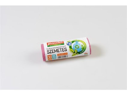 Vrecia na odpadky, recyklované, 30 l, 15 ks, 50x60 cm, 12 µ, MAZZINI, ružová