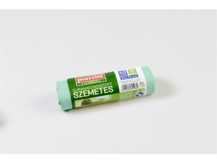 Vrecia na odpadky, recyklované, 60 l, 10 ks, 55x70 cm, 14 µ, MAZZINI, zelená