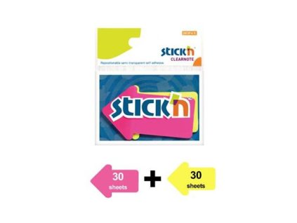 Záložky, šípka, plastové 2x30 listov, 76x50mm, STICK N, neónové farby