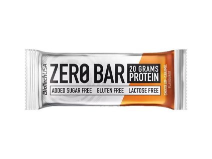Proteínová tyčinka, bezlepková, 50g, BIOTECH USA "Zero Bar", čokoláda-karamel