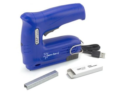 Sponkovacia pištoľ, bezdrôtová, elektrická, USB, RAPESCO Germ-Savvy "T12-USB", modrá