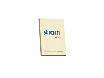 Samolepiaci bloček, 76x51 mm, 100 listov, STICK N, pastelová žltá