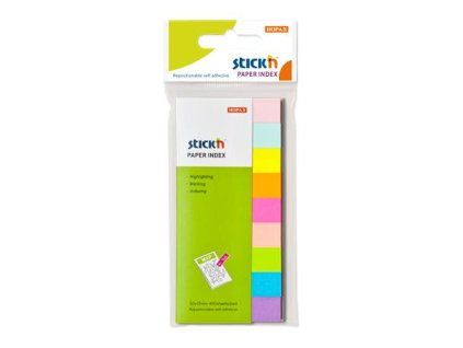 Záložky, papierové, 9x50 listov, 50x12 mm, STICK N, mix neónových a pastelových farieb
