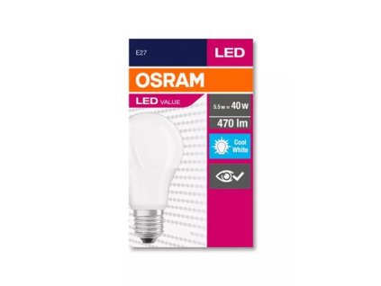 LED žiarovka, E27, guľa, A60, 5W, 470lm, 4000K (HF), OSRAM "Value"