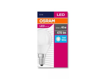 LED žiarovka, E14, malá guľa, P45, 5,7W, 470 lm, 4000K (HF), OSRAM "Value"