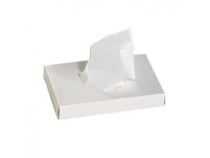 HDPE – Mikroténové dámske hygienická sáčky, 80+60x250mm/0,015mm, biele, box 30 ks