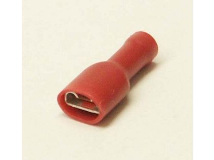 Konektor 6,3mm 0,5-1,5mm dutinka celá izolovaná červená