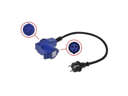 Adaptér Schuko na CEE 16A uhlová zásuvka kábel 40cm