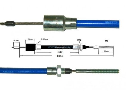 Brzdové lano Knott dĺžka bowdenu/lana 830/1040; nerez