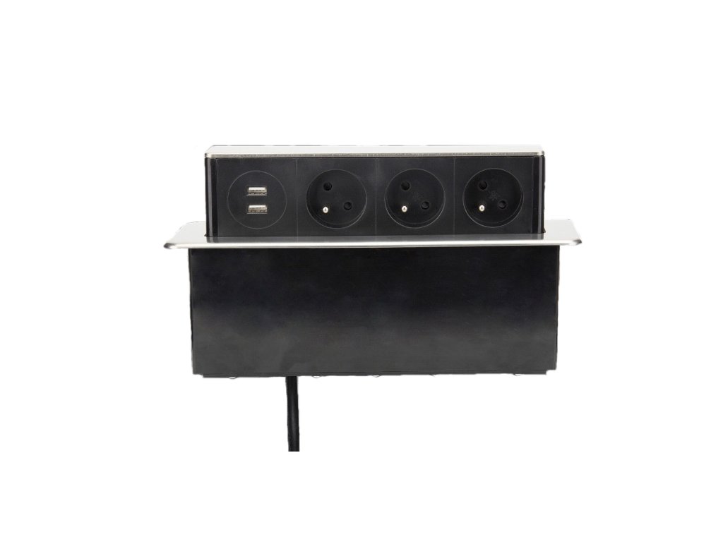 Zásuvková lišta výsuvná Otio Desk- POP-UP 3 zásuvky 2 USB Porty 760206-CZ