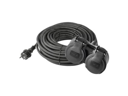 Prodlužovací kabel P0601 2 zásuvky 10m 3x1,5mm guma černý