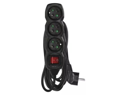 Prodlužovací kabel P1315R 3 zásuvky 5m 16A s vypínačem černý