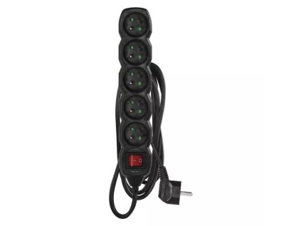 Prodlužovací kabel P1315R 5 zásuvek 3m 16A s vypínačem černý