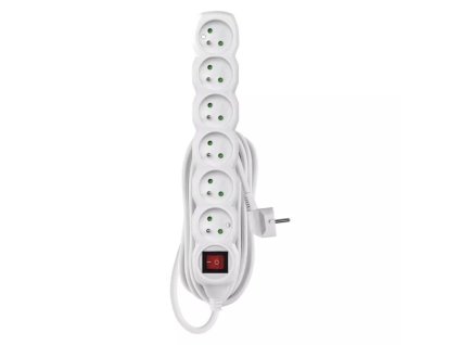 Prodlužovací kabel P1615R 6 zásuvek 5m 16A s vypínačem bílý