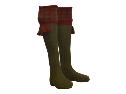 chessboard socks brick red spruce 1