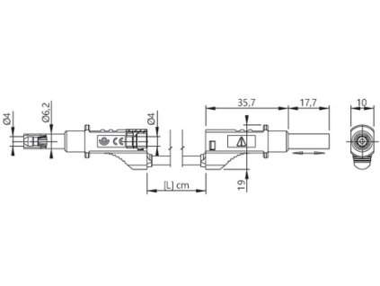 34316 2211 100 2 cerveny kabel 1m ban ban 4mm zasuvaci kryt 12a sil