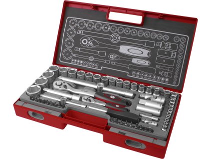 FORTUM gola sada hlavíc 1/4" a 1/2" s hlavicami 6-hran  60-dielna