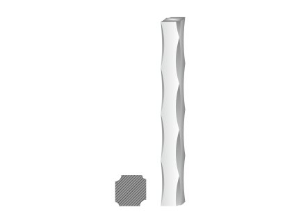 Tyč štvorcová plná 16x16mm, čierna S235, zdobená po hranách L=2000mm, cena za 1ks(2m)