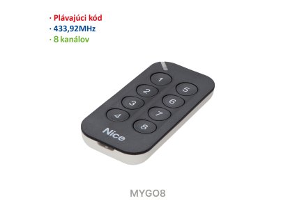 Vysielač 8-kanálový, 433MHz, plávajúci kód, čierny