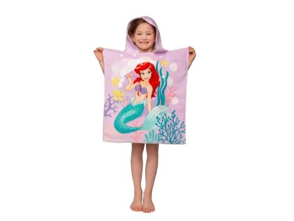 Dětská osuška s kapucí Ariel Pink, bavlna/froté, 50x115 cm