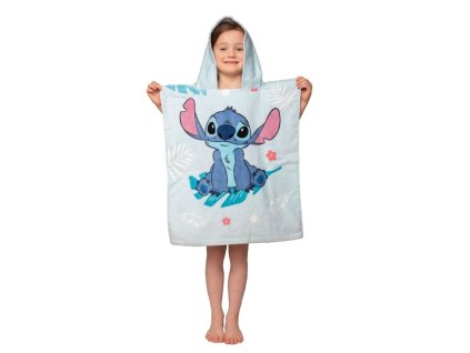 Osuška s kapucí Lilo and Stitch Blue  Bavlna - Froté, 50/115 cm