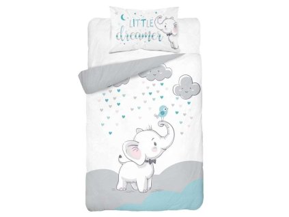 DETEXPOL Bambusové povlečení do postýlky Sloník tyrkysová  Bavlna, Bambus, 100/135, 40/60 cm