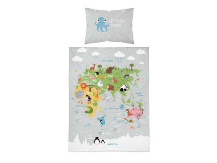 Povlečení do postýlky Mapa grey Bavlna, 100x135, 40x60 cm