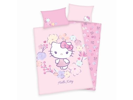 HERDING Povlečení do postýlky Hello Kitty květy Bio Bavlna Bio Bavlna, 100/135, 40/60 cm