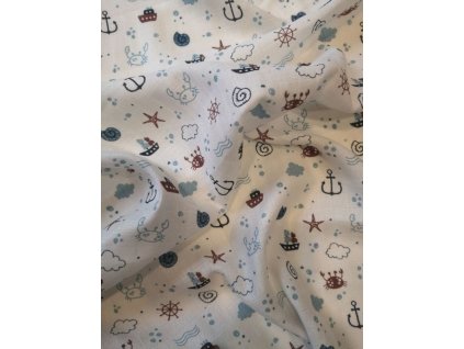 Látková plena s potiskem Oceán bavlna, 70/70 cm