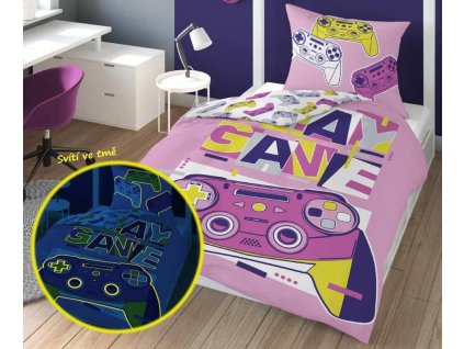 DETEXPOL Povlečení Play Game svítící  Bavlna, 140/200, 70/80 cm
