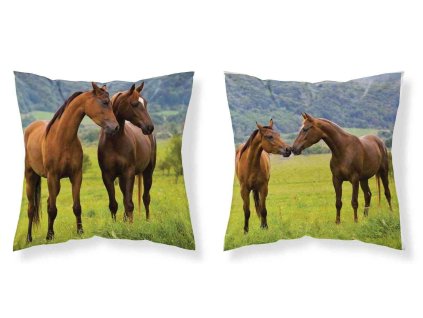 Povlak na polštářek Koně na louce 40/40 cm