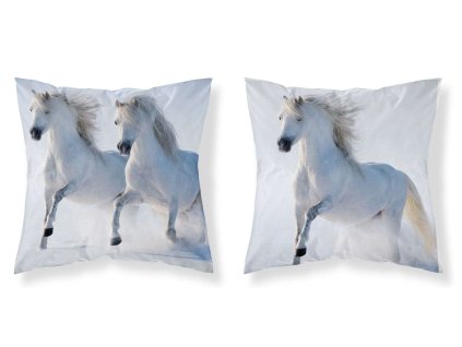 DETEXPOL Povlak na polštářek Koně white micro Polyester, 40/40 cm