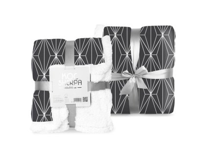 FARO Fleece deka s beránkem geometrie černobílá Polyester, 150/200 cm