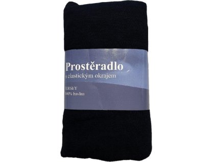 JERRY FABRICS Prostěradlo Jersey Černá  Bavlna, 180/200 cm